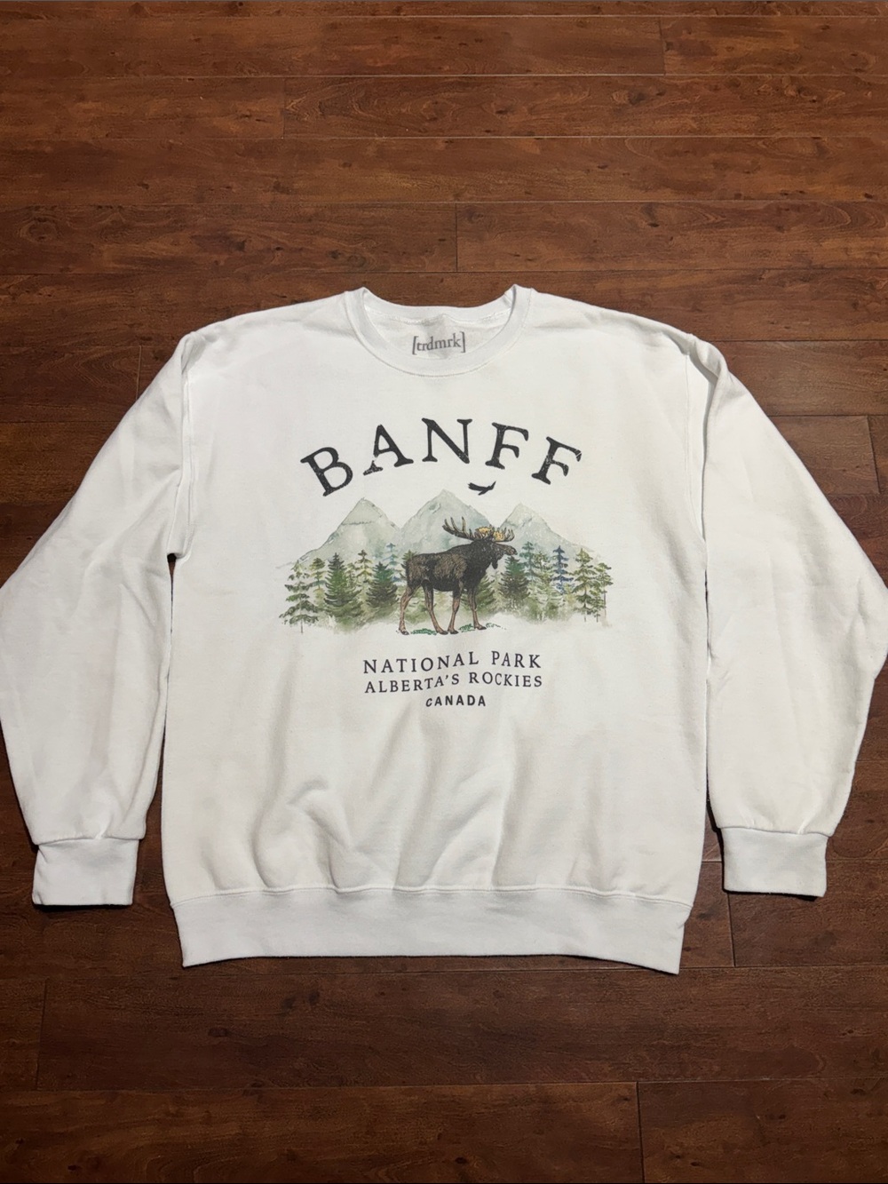 White Banff Moose Graphic Crewneck Sweatshirt
